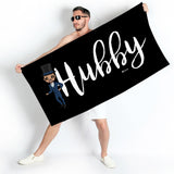 ClaireaBella Mens Personalised Beach Towel - Hubby