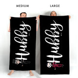 ClaireaBella Mens Personalised Beach Towel - Hubby