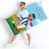 ClaireaBella Mens Personalised Beach Towel - Golf