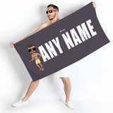 ClaireaBella Mens Personalised Beach Towel - Grey Bold Name