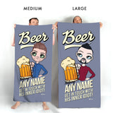 ClaireaBella Mens Personalised Beach Towel - Beer Idiot