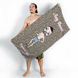 ClaireaBella Mens Personalised Beach Towel - Leopard Print