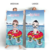 ClaireaBella Mens Personalised Beach Towel - Pool Party
