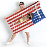 ClaireaBella Mens Personalised Beach Towel - American Flag