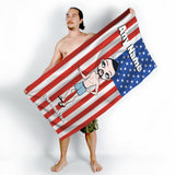 ClaireaBella Mens Personalised Beach Towel - American Flag