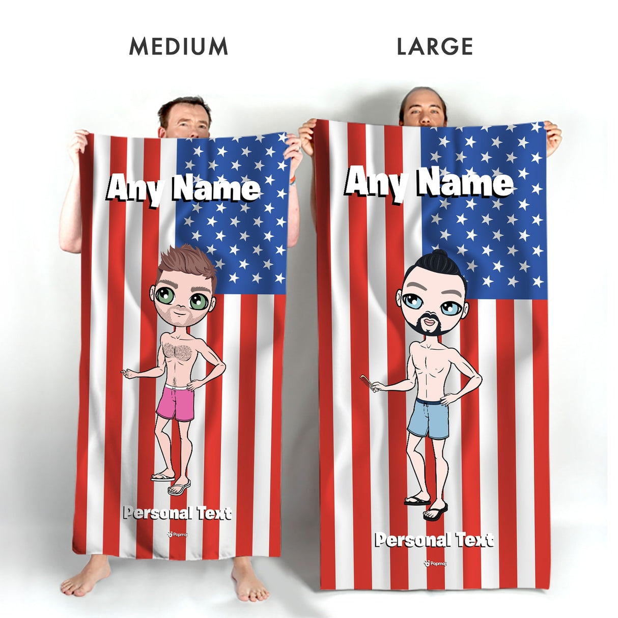 ClaireaBella Mens Personalised Beach Towel - American Flag