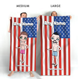 ClaireaBella Mens Personalised Beach Towel - American Flag