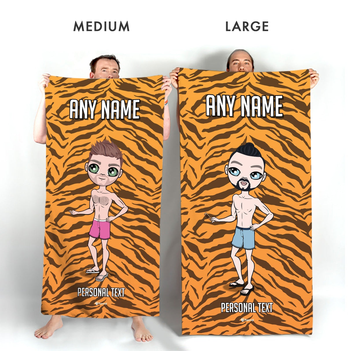 ClaireaBella Mens Personalised Beach Towel - Tiger Print