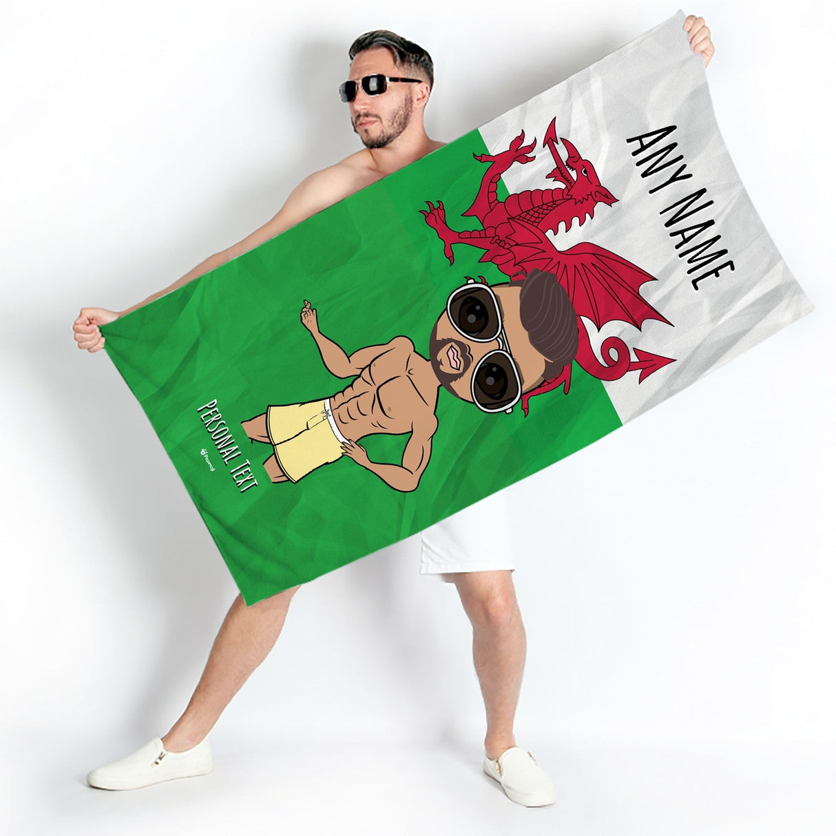 ClaireaBella Mens Personalised Beach Towel - Welsh Flag