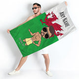 ClaireaBella Mens Personalised Beach Towel - Welsh Flag
