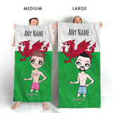 ClaireaBella Mens Personalised Beach Towel - Welsh Flag