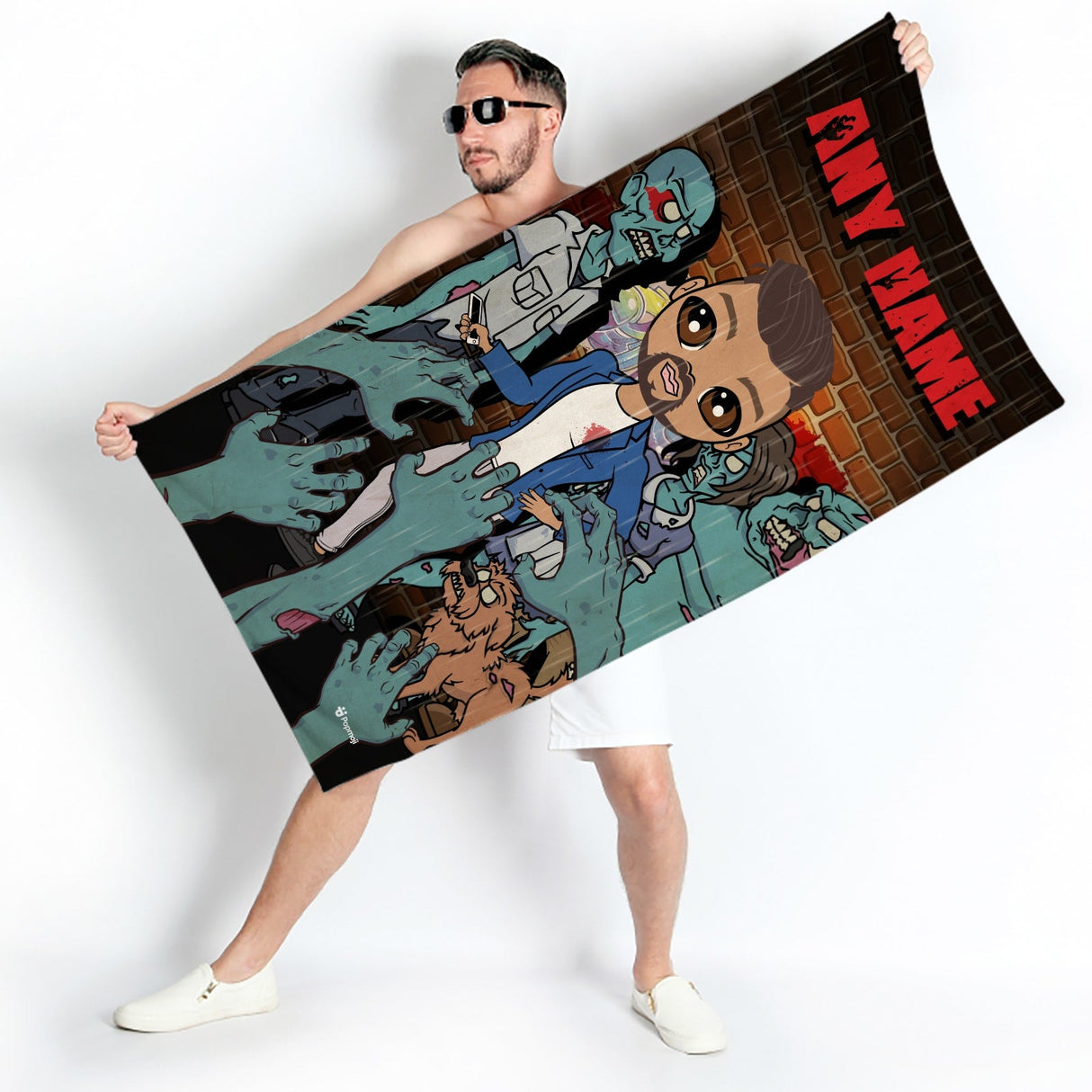 ClaireaBella Mens Personalised Beach Towel - Zombie
