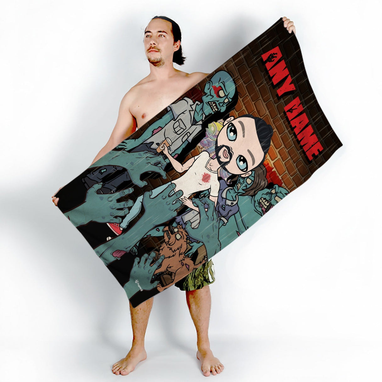 ClaireaBella Mens Personalised Beach Towel - Zombie