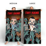 ClaireaBella Mens Personalised Beach Towel - Zombie