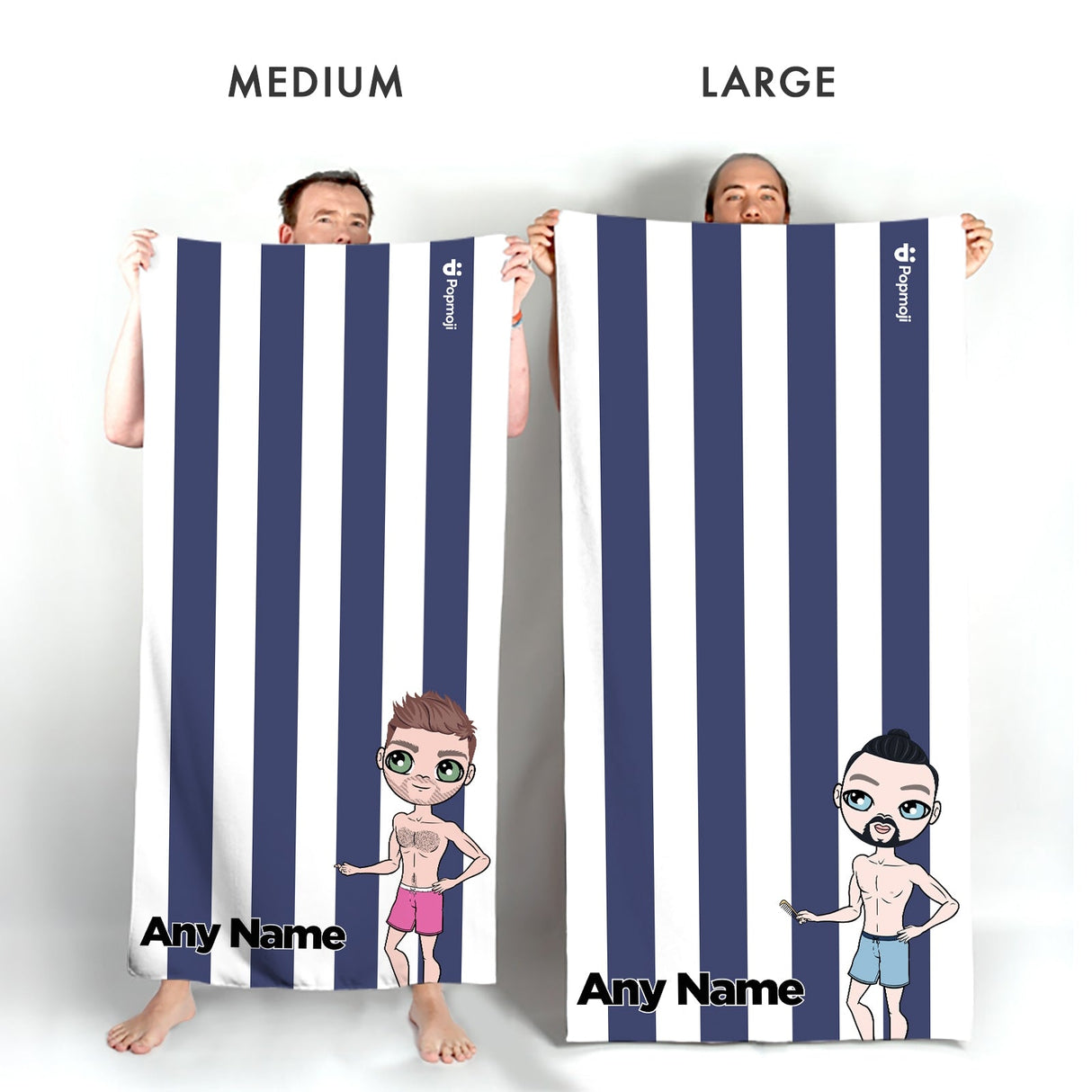 ClaireaBella Mens Personalised Beach Towel - Navy Stripe