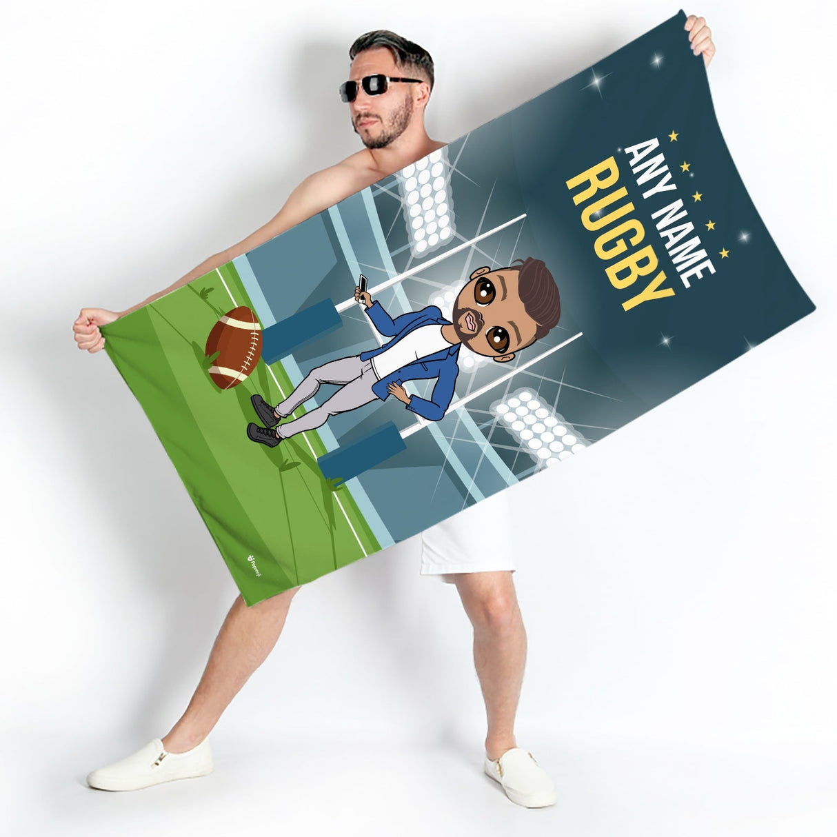 ClaireaBella Mens Personalised Beach Towel - Rugby