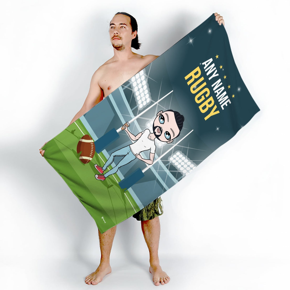 ClaireaBella Mens Personalised Beach Towel - Rugby