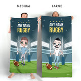 ClaireaBella Mens Personalised Beach Towel - Rugby