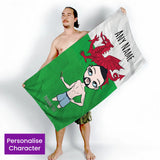 ClaireaBella Mens Personalised Beach Towel - Welsh Flag
