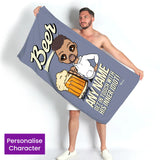 ClaireaBella Mens Personalised Beach Towel - Beer Idiot