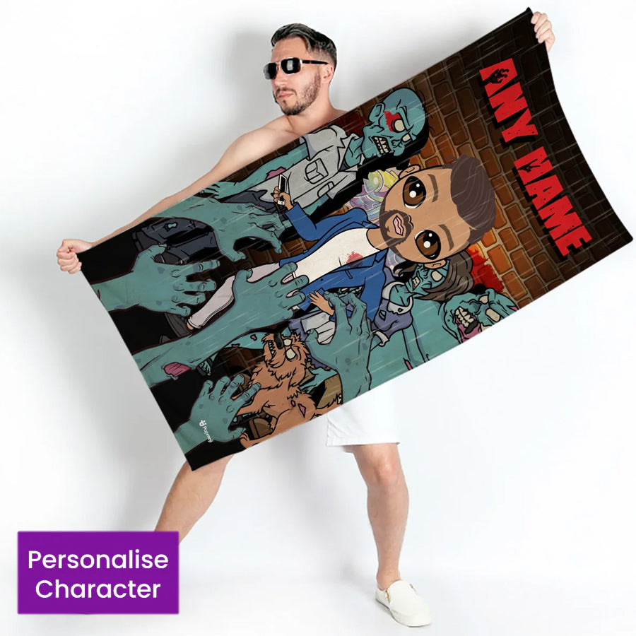ClaireaBella Mens Personalised Beach Towel - Zombie