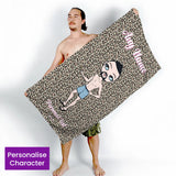 ClaireaBella Mens Personalised Beach Towel - Leopard Print