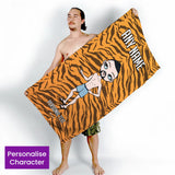 ClaireaBella Mens Personalised Beach Towel - Tiger Print