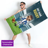 ClaireaBella Mens Personalised Beach Towel - Rugby