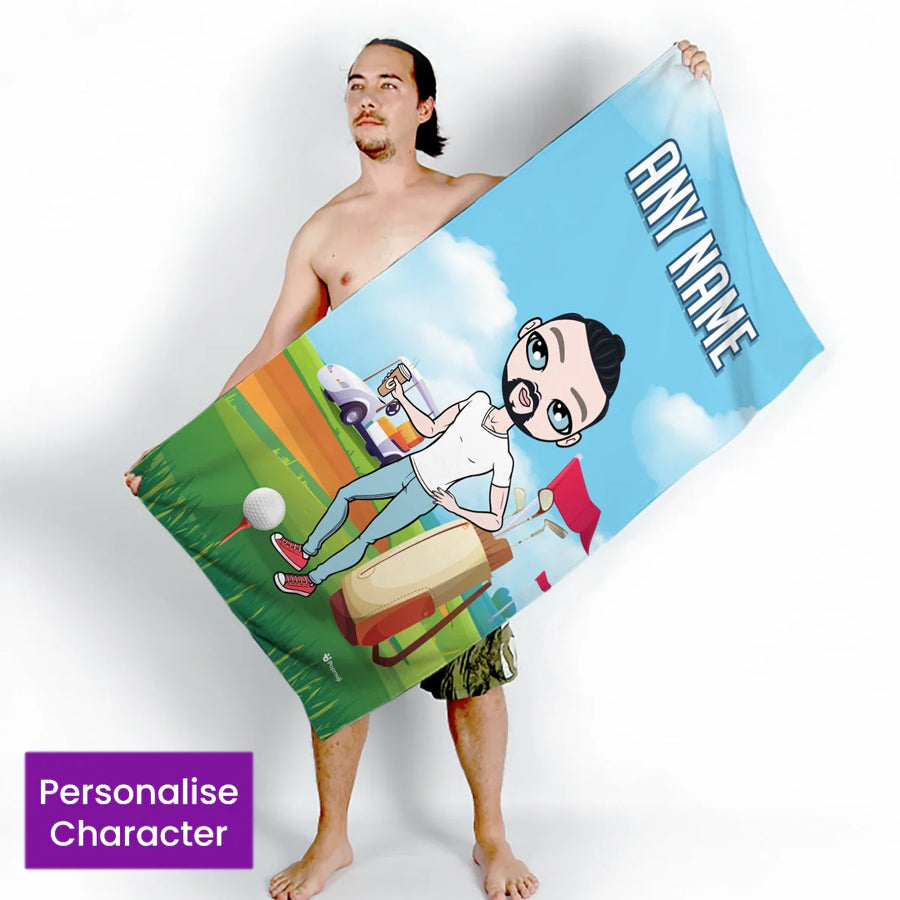 ClaireaBella Mens Personalised Beach Towel - Golf