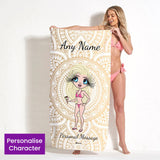 ClaireaBella Womens Personalised Beach Towel - Golden Lace