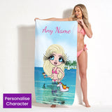 ClaireaBella Womens Personalised Beach Towel - Seaside Cocktails