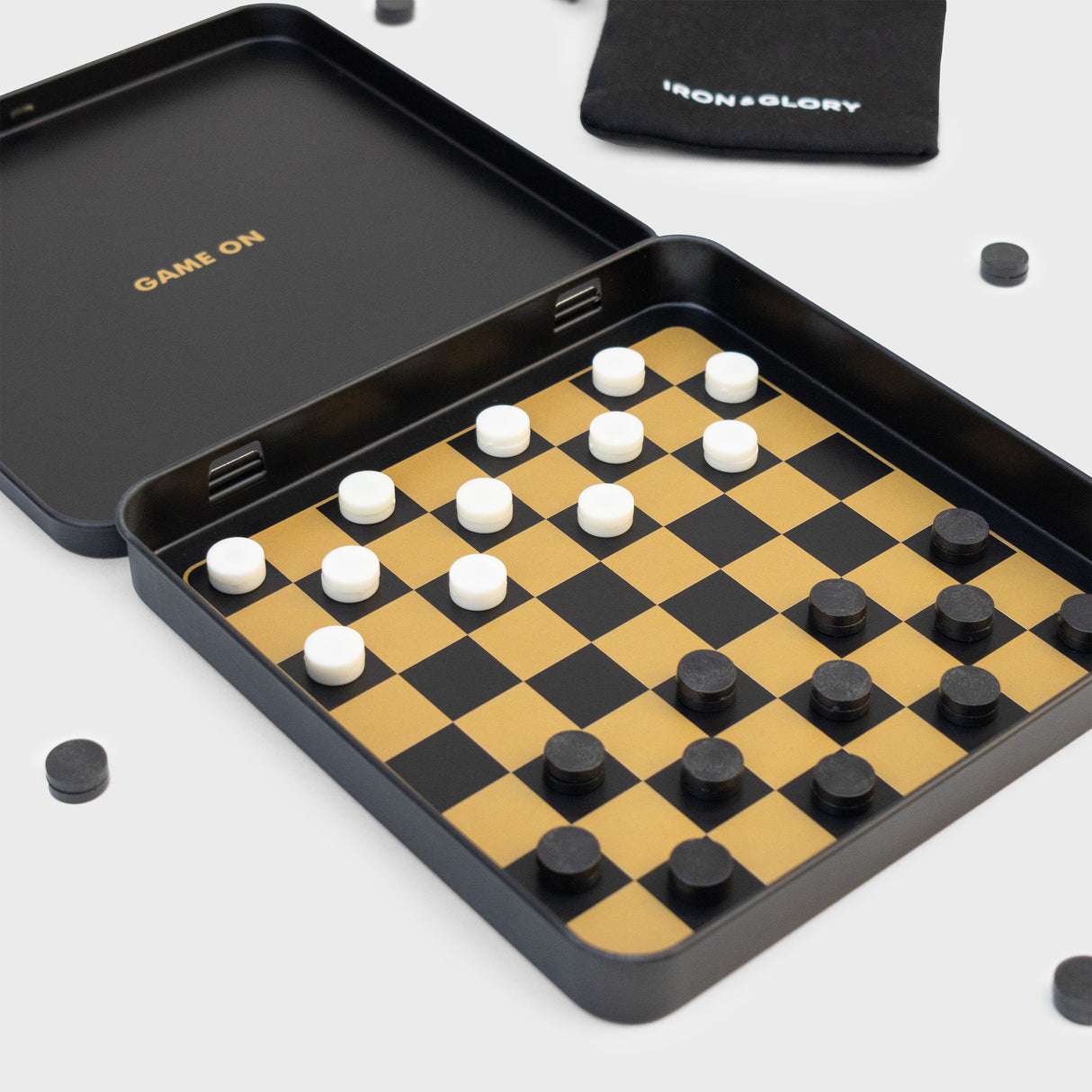 Iron & Glory Game On Travel Checkers Set Game